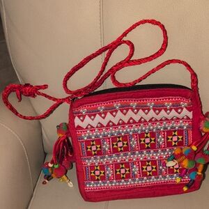 Bohemian Red Embroidered Crossbody Bag